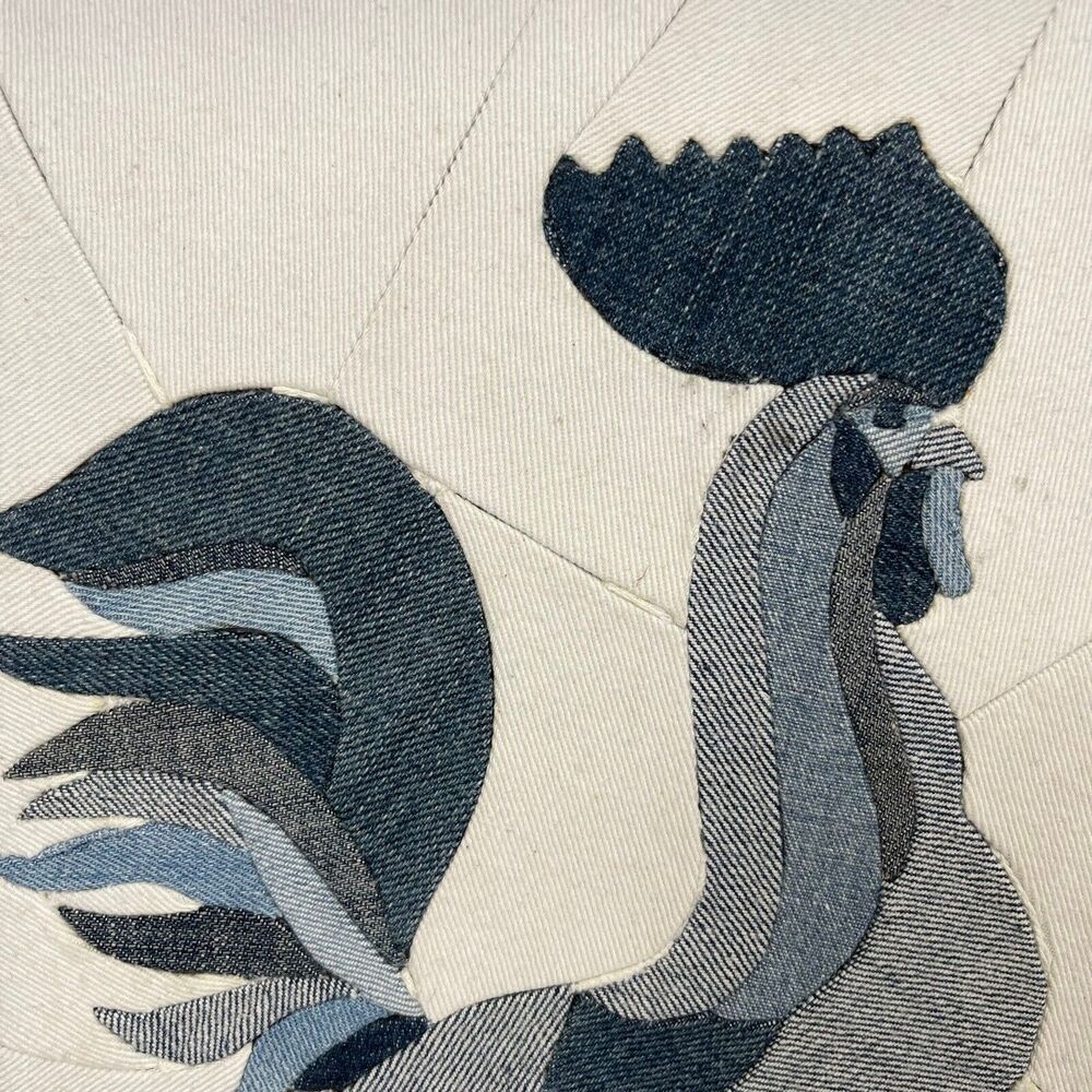 Handmade Rooster Fabric Collage Framed Artwork Patchwork - Picture 4 of 16